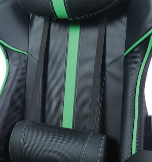 Кресло компьютерное BRABIX "GT Carbon GM-120", две подушки, экокожа, черное/зеленое, 531929