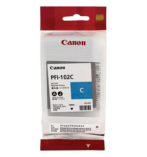 Картридж струйный CANON (PFI-102C) iPF500/510/F600/605/610/650/655/700/710/720, голубой, оригинальный, 130 мл, 0896B001