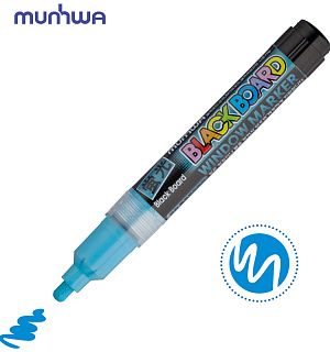 Маркер меловой MunHwa "Black Board Marker" голубой, 3мм, водная основа
