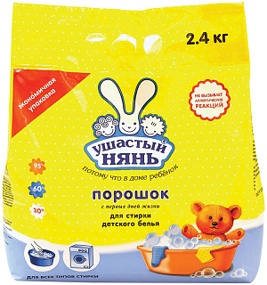 Порошок для машинной и ручной стирки Ушастый нянь, 2,4кг