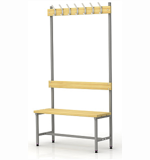 Вешалка односторонняя со скамьей на металлокаркасе Надежда П-091Д/1,0, сосна, 1818*980*370