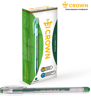 Ручка гелевая Crown "Hi-Jell" зеленая 0,5мм, штрих-код