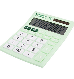Калькулятор настольный BRAUBERG ULTRA PASTEL-12-LG (192x143 мм), 12 разрядов, двойное питание, МЯТНЫЙ, 250504