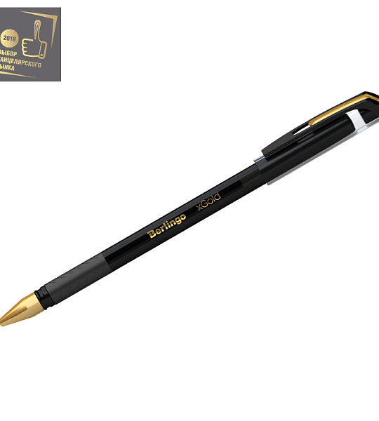 Ручка шариковая Berlingo "xGold" черная, 0,7мм, игольчатый стержень, грип