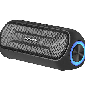 Колонка портативная Defender Enjoy S1000, 2*10W, Bluetooth, FM, microSD, USB, 2000мА*ч, подсветка, черный