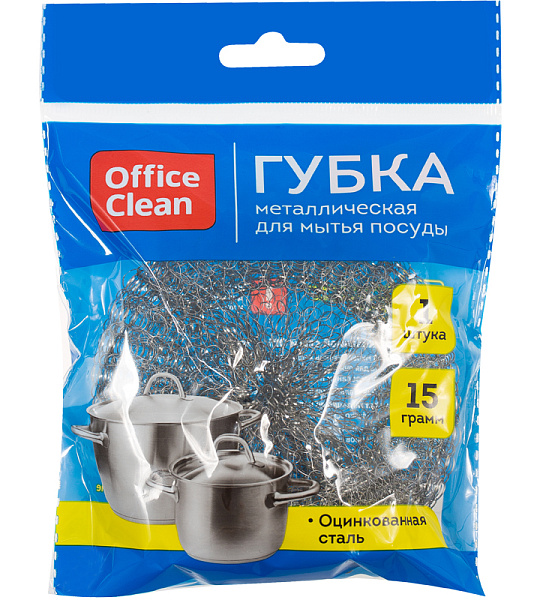 Губка для посуды OfficeClean, металлическая, 9*3см, 1шт.