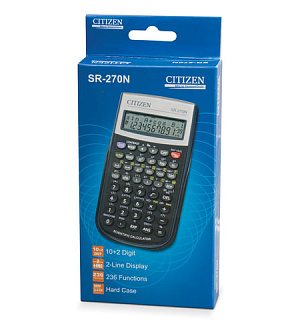 Калькулятор инженерный CITIZEN SR-270N (154х80 мм), 236 функций, 10+2 разряда, питание от батарейки, сертифицирован для ЕГЭ