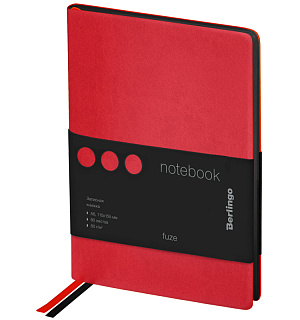 Записная книжка А6 80л., кожзам, Berlingo "Fuze", черный срез, красный