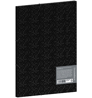 Папка для тетрадей на резинке Berlingo "DoubleBlack" А5+, 600мкм, черная, с рисунком