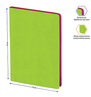 Записная книжка А6 80л., кожзам, Berlingo "Fuze", цветной срез, салатовый