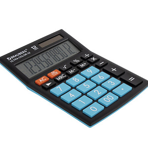 Калькулятор настольный BRAUBERG ULTRA COLOR-12-BKBU (192x143 мм), 12 разрядов, двойное питание, ЧЕРНО-ГОЛУБОЙ, 250497