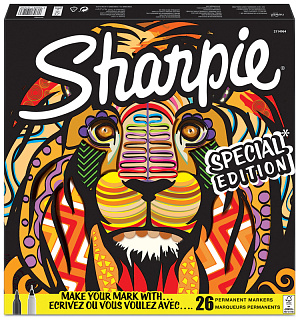 Набор перманентных маркеров Sharpie "Лев" 24цв. (26шт.), пулевидный, 0,35/2мм, подарочная упаковка