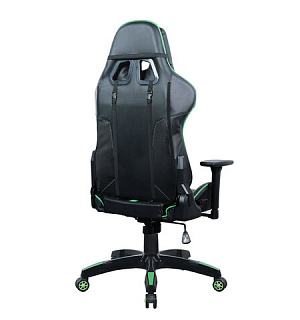 Кресло компьютерное BRABIX "GT Carbon GM-120", две подушки, экокожа, черное/зеленое, 531929