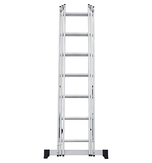 Лестница-трансформер 3-х секционная 3х7 ступеней, 3х1,9 м, высота 4,5 м, нагрузка 150 кг, алюминий, НОВАЯ ВЫСОТА, 1230307