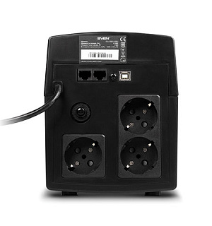 Источник бесперебойного питания SVEN Pro 1500, 1500VA (900W), 3 евророзетки, 2 розетки RJ45, SV-013875