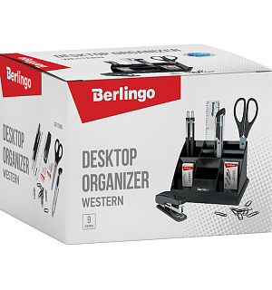 Настольный органайзер Berlingo "Western", 9 предметов, черный