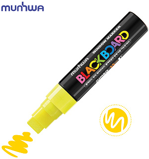 Маркер меловой MunHwa "Black Board Jumbo" желтый, 15мм, водная основа