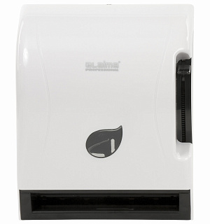 Диспенсер для полотенец в рулонах LAIMA PROFESSIONAL ECO (Система Н1), механический, с рычагом, белый, ABS-пластик, 606549