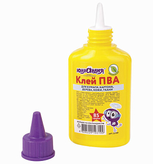 Клей ПВА ЮНЛАНДИЯ (бумага, картон, дерево), 85 г, 227381