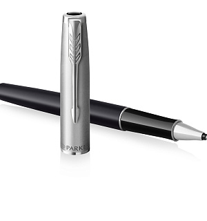 Ручка-роллер Parker "Sonnet Sand Blasted Metal&Black Lacquer" черная, 0,8мм, подарочная упаковка