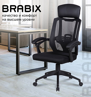 Кресло офисное BRABIX "Nexus ER-401", с подголовником, черное, 531835