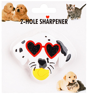 Точилка пластиковая "Кот и пес" 2 отверстия, блистер