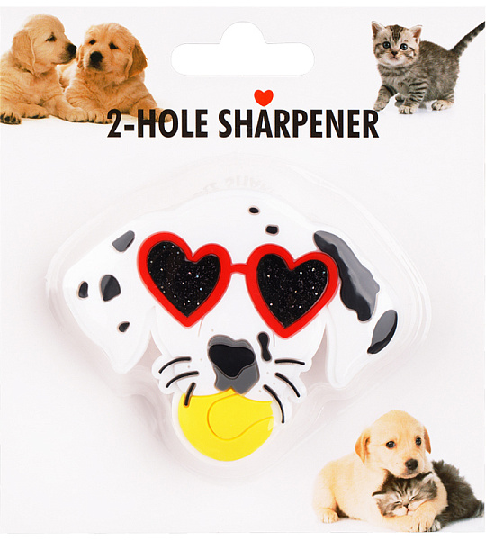 Точилка пластиковая "Кот и пес" 2 отверстия, блистер