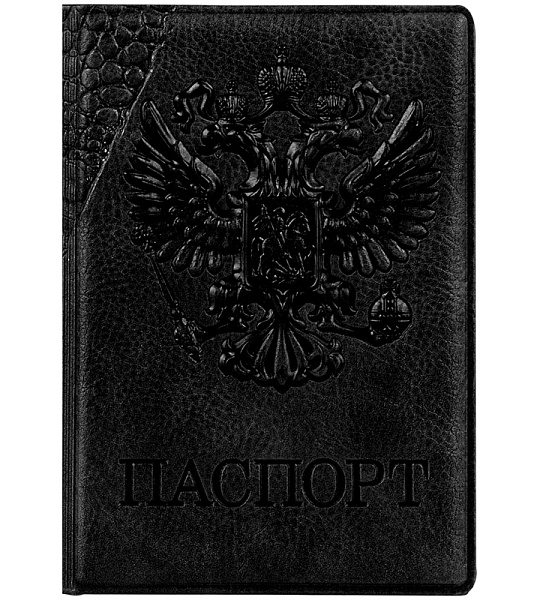 Обложка для паспорта OfficeSpace "Герб", кожзам, черный