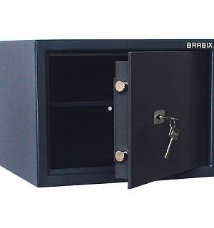 Сейф BRABIX "КМ-310", 310х430х375 мм, 20 кг, ключевой замок + полка, крепление к стене, 291166