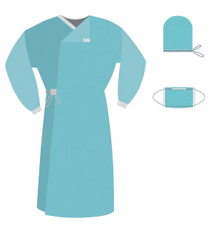 Комплект одноразовой одежды для хирурга КХ-04 ГЕКСА стерильный, 3 предмета