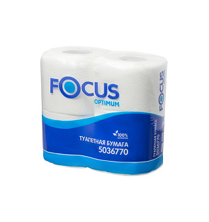 Бумага туалетная Focus Optimum, 2 слойн, мини-рулон, 22м/рул, 4шт., тиснение, белая