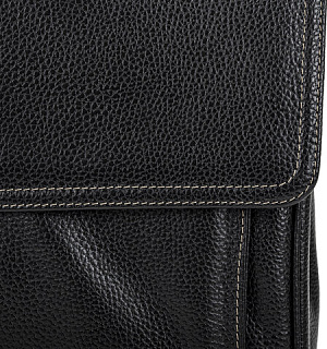 Портфель из натуральной кожи, 38х27х12 см, 2 отделения, замок с ключом, черный, 2-237
