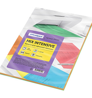 Бумага цветная OfficeSpace intensive mix А4, 80г/м2, 100л. (5 цветов)