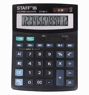 Калькулятор настольный STAFF STF-888-12 (200х150 мм), 12 разрядов, двойное питание, 250149