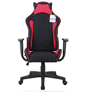 Кресло компьютерное BRABIX "GT Racer GM-101", подушка, ткань, черное/красное, 531820