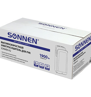 Сушилка для рук SONNEN K2, 1900 Вт, погружного типа, время сушки 10 секунд, пластик, белая, 604751