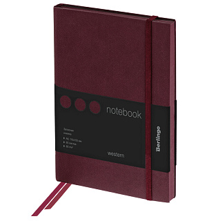 Записная книжка А6 80л., кожзам, Berlingo "Western", с резинкой, коричневый