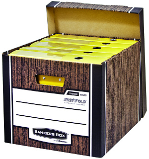 Короб архивный Fellowes FS-00610 "Bankers Box Woodgrain" 325*285*385, гофрокартон, сборка FastFold