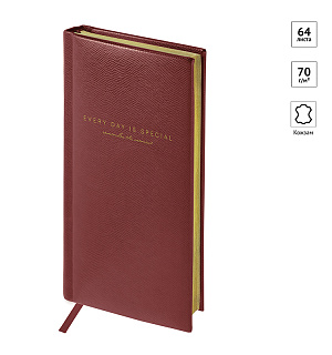 Еженедельник недатированный, карманный, 64л., кожзам, OfficeSpace "Dallas", коричневый, зол. срез