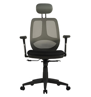 Кресло BRABIX "Saturn ER-400", с подголовником, комбинированное, черное/серое, 530871