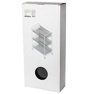 Этажерка (тележка) BRABIX офисно-бытовая 3 яруса, на колесах, металл, черная, 43,5х26х62,5 см, 603751