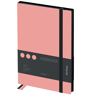 Записная книжка А5 80л., кожзам, Berlingo "Instinct", черный срез, черный/фламинго, с резинкой