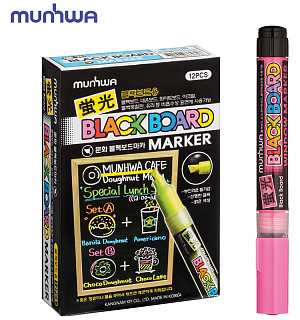 Маркер меловой MunHwa "Black Board Marker" розовый, 3мм, водная основа