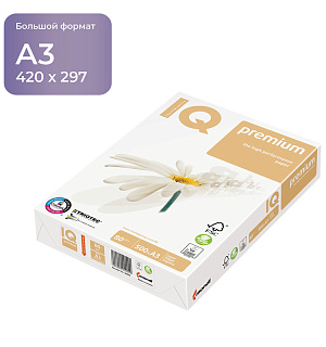 Бумага IQ "Premium" А3, 80г/м2, 500л., 172%