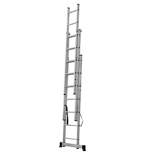 Лестница-трансформер 3-х секционная 3х7 ступеней, 3х1,9 м, высота 4,5 м, нагрузка 150 кг, алюминий, НОВАЯ ВЫСОТА, 1230307