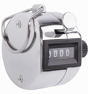 Счетчик механический (кликер), счет от 0 до 9999, корпус металлический, хром, BRAUBERG, 453995