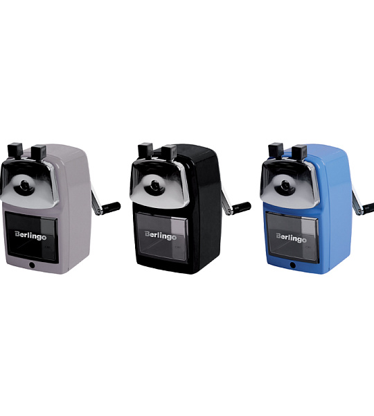 Точилка механическая Berlingo, метал. корпус, ассорти, инд. упаковка