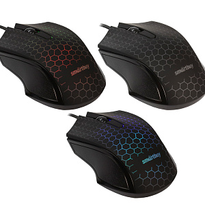 Мышь Smartbuy ONE 334, USB, с подсветкой, черный, 2btn+Roll