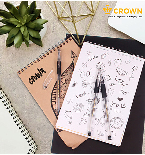 Ручка гелевая Crown "Hi-Jell Grip" черная, 0,5мм, грип