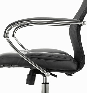Кресло офисное BRABIX PREMIUM "Stalker EX-608 CH", хром, ткань-сетка/кожзам, черное, 532091